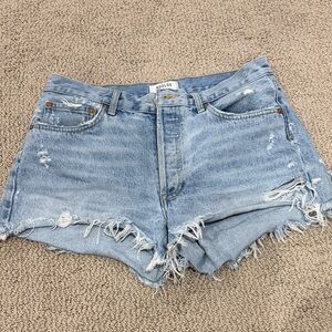 Agolde Parker Light Blue Distressed Cutoff Denim Shorts